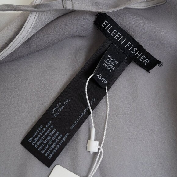 ✨ Eileen Fisher Sheer Silk Top Tunic Oversized Pearl Water Lagenlook Gray - Picture 7 of 16